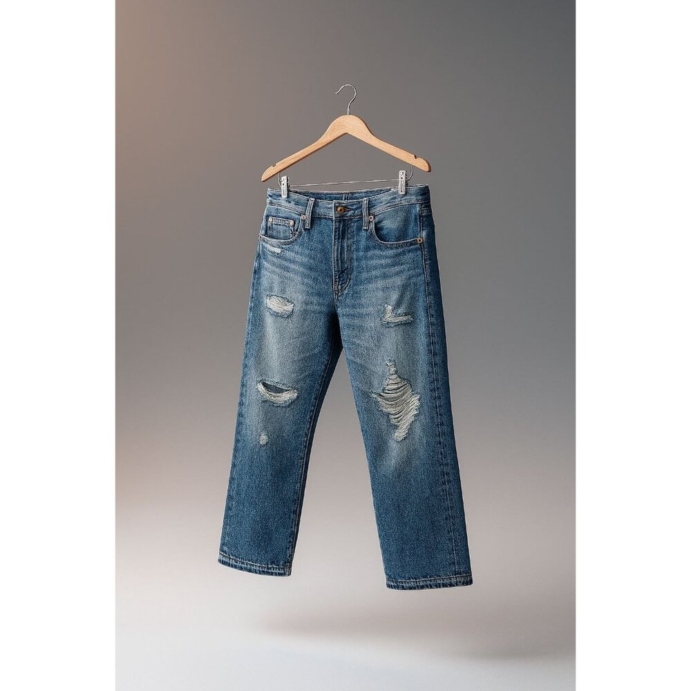 J. Crew Point Sur Denim Distressed Loose Straight Jean Size 29 Vintage Vibes NWT - Picture 1 of 16